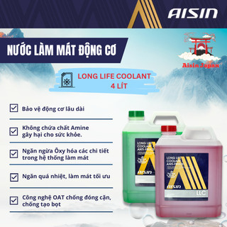 Nước làm mát động cơ ô tô Aisin long life màu xanh, màu đỏ 4 lít- made in japan