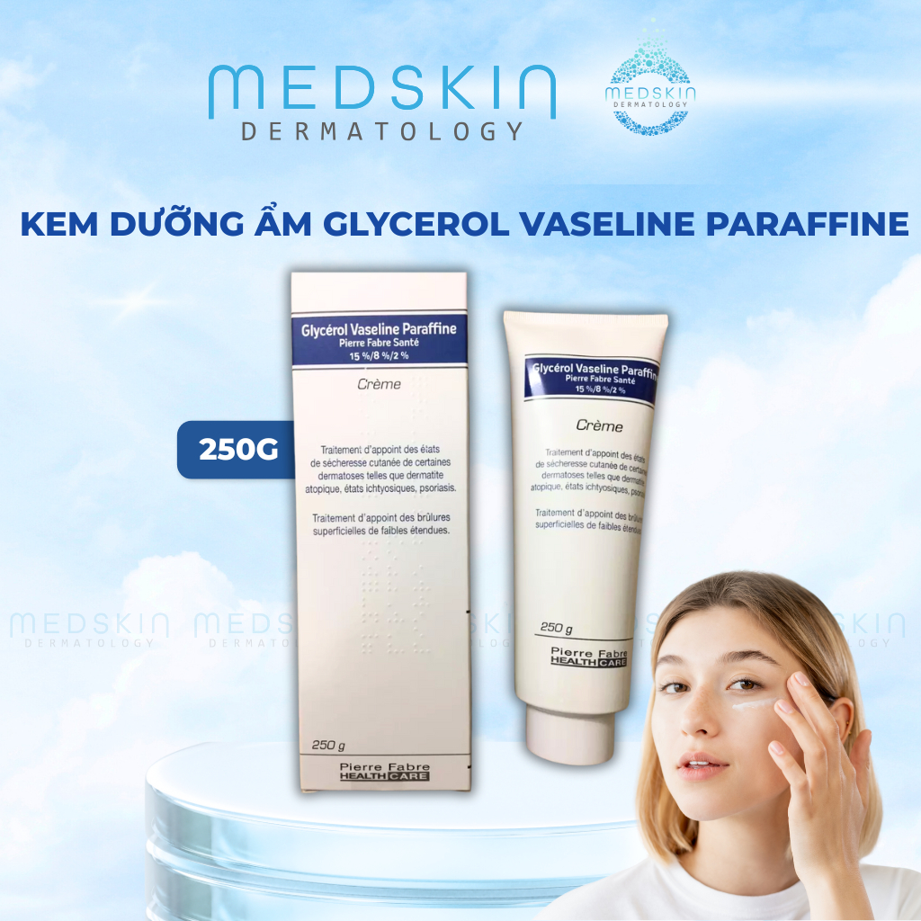 Kem Nẻ Chàm Glycerol Vaseline Paraffine - Dưỡng Ẩm, Giúp Da Mềm Mịn, An Toàn (Tuýp 250g)