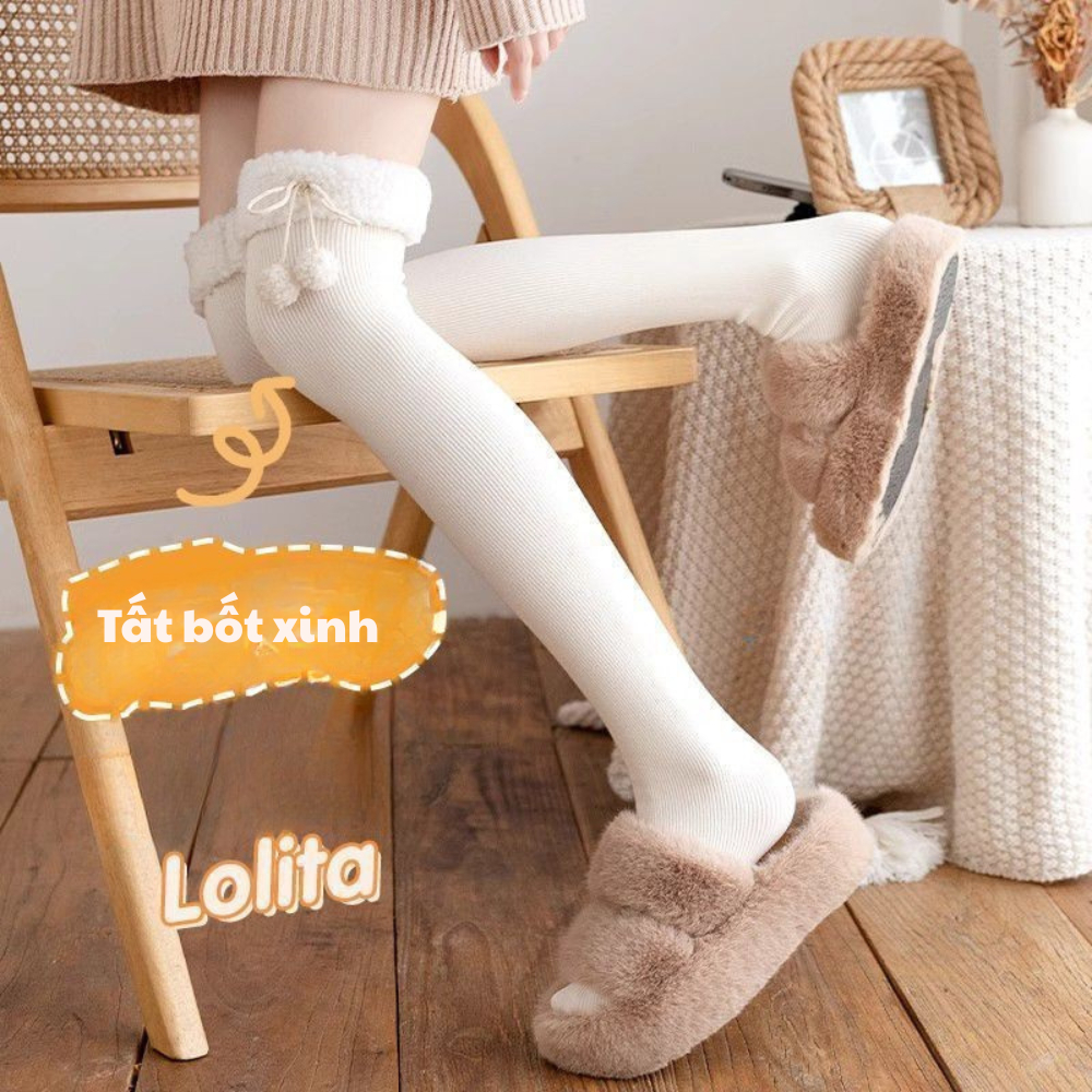 Tất vớ lót lông cừu dày dặn giả bốt giữ ấm mùa đông dành cho nữ BL31 | BigBuy360 - bigbuy360.vn
