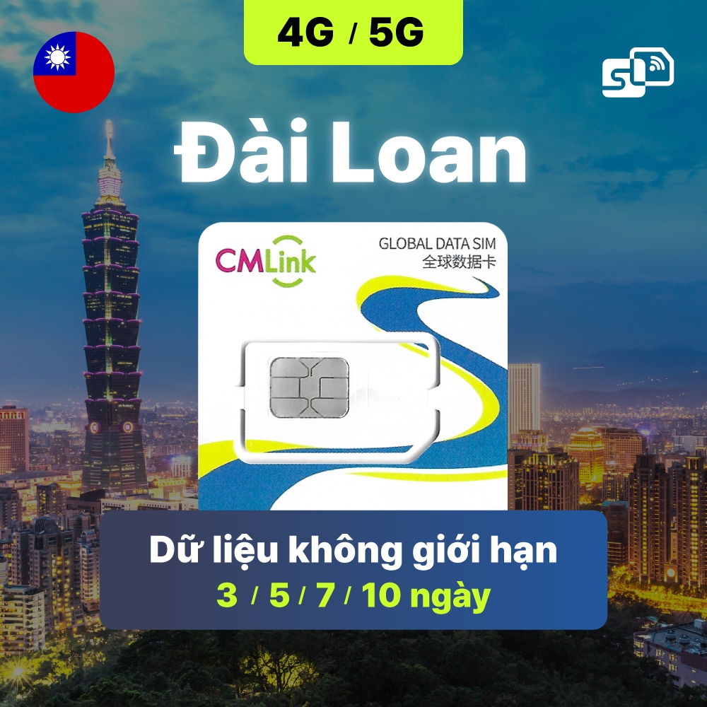 SIM/ESIM Đài Loan 4G – Gói dữ liệu không giới hạn (2~10 ngày) - SIMLYNK tặng que chọc sim
