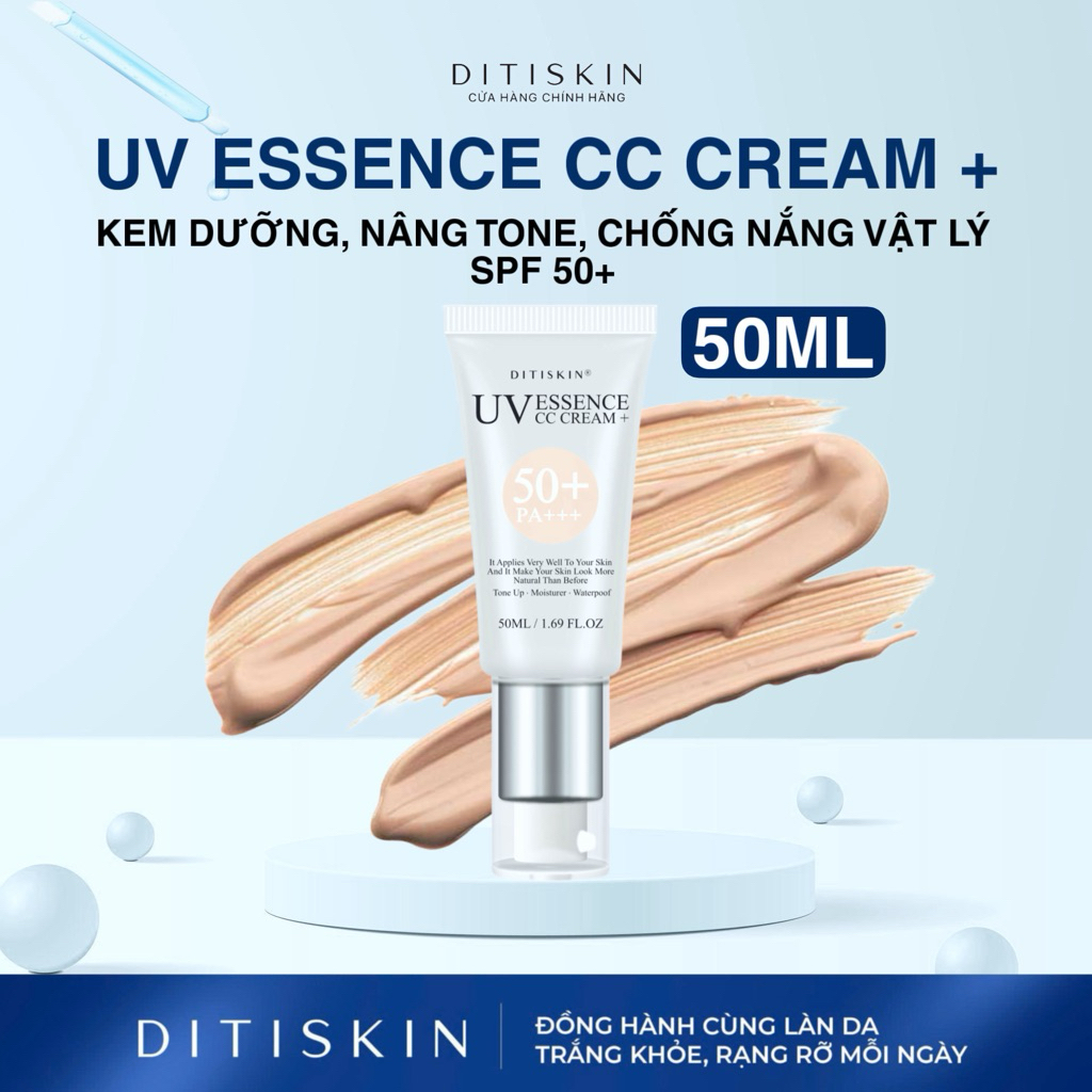  KEM DƯỠNG DA CHỐNG NẮNG NÂNG TONE UV ESSENCE CREAM SPF 50+ PA+++ DITISKIN TẶNG 1 KCN CÙNG LOẠI,1 XỊT KHOÁNG 