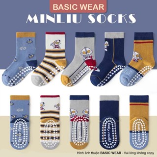  Set 5 Đôi Tất Chống Trơn Cho Bé Trai 1-12 Tuổi Tất Cổ Cao Chống Trơn Cho Bé Hình Siêu Nhân TE100 