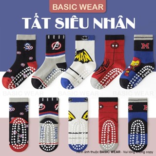  Set 5 Đôi Tất Chống Trơn Cho Bé Trai 1-12 Tuổi Tất Siêu Nhân Cổ Cao Chống Trơn Bé Trai TE103 