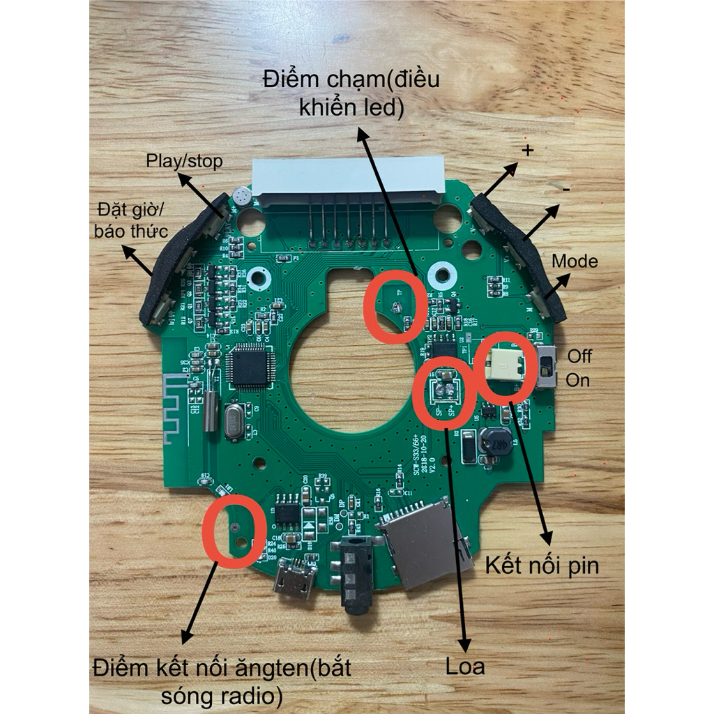 mạch loa bluetooth 5W x1 có màn hình