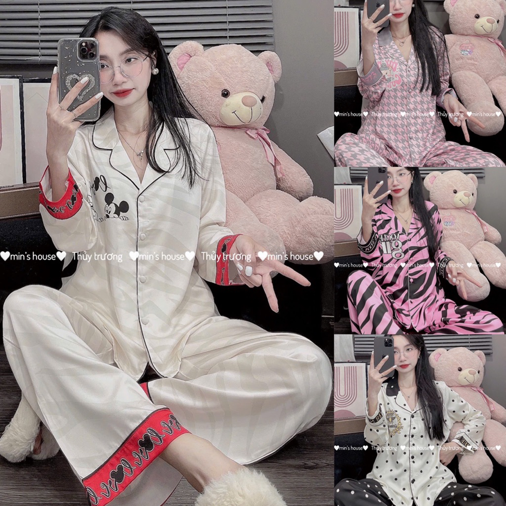 Đồ bộ pijama TD lụa latin tơ tằm mịn (ảnh thật shop tự chụp)