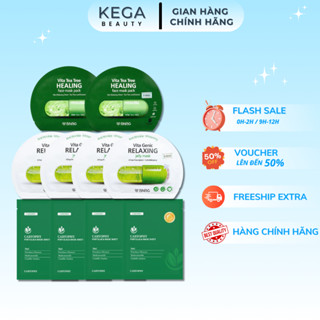  COMBO Mix Mặt Nạ Phục Hồi Da Mụn Caryophy BNBG Tràm Trà và BNBG Vita Genic Relaxing 