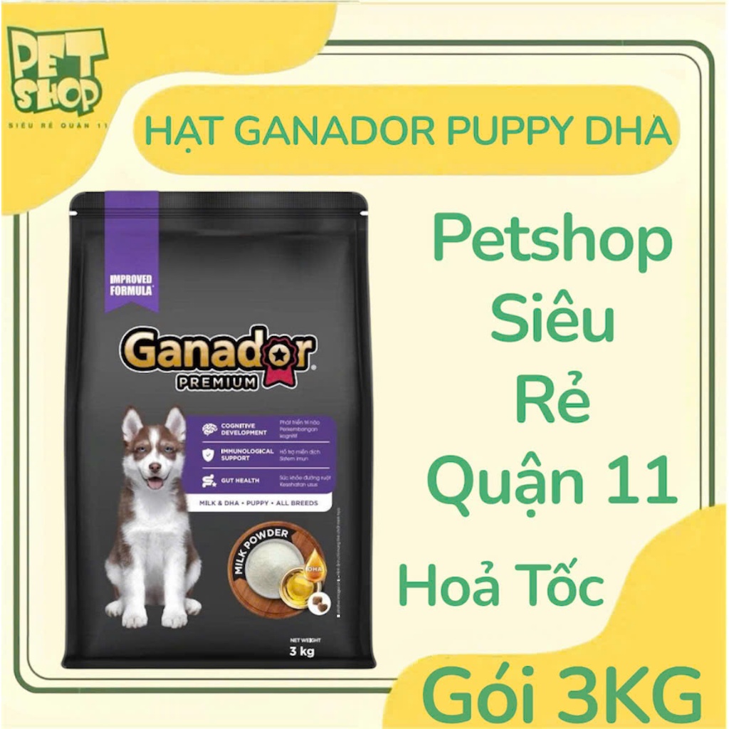 [GÓI 3KG] HẠT CHO CHÓ GANADOR PUPPY DHA 3KG - VIỆT NAM -