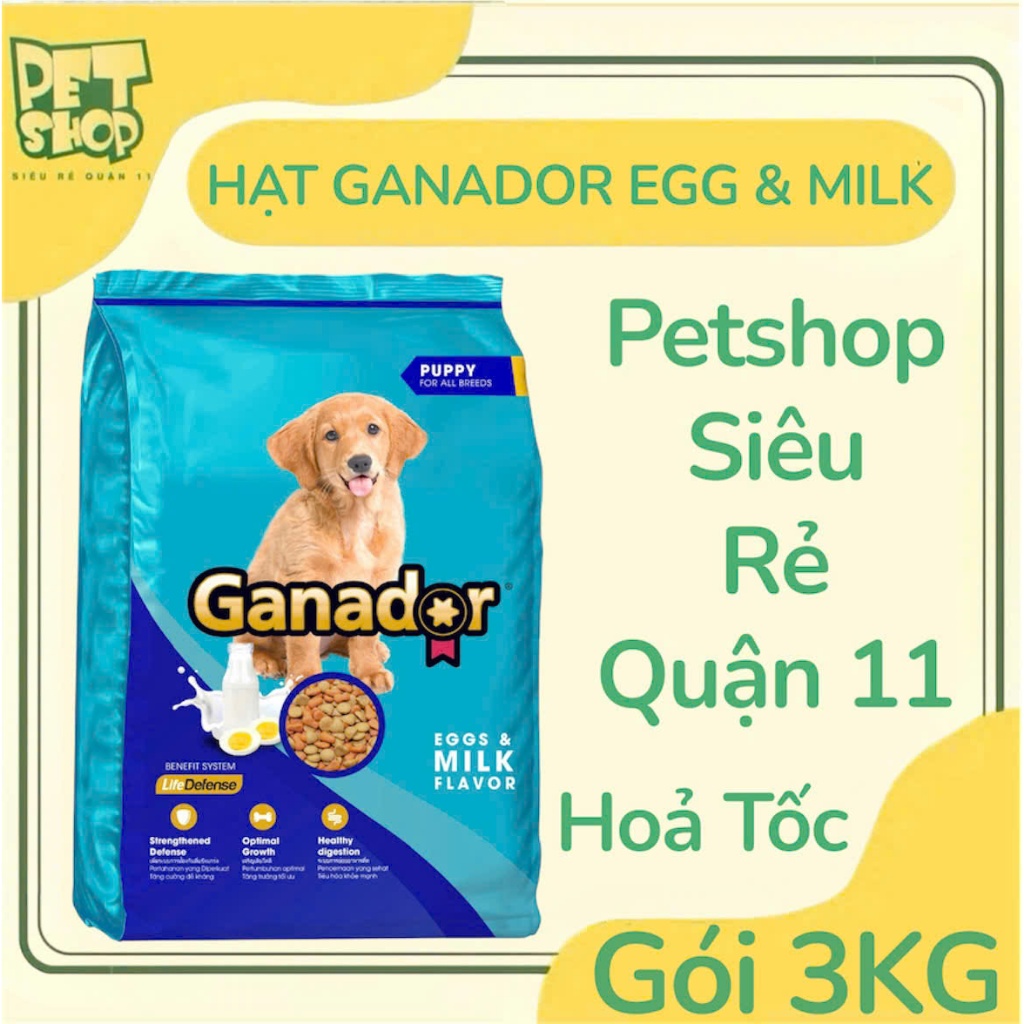 [GÓI 3KG] HẠT CHO CHÓ GANADOR TRỨNG & SỮA 3KG - VIỆT NAM -