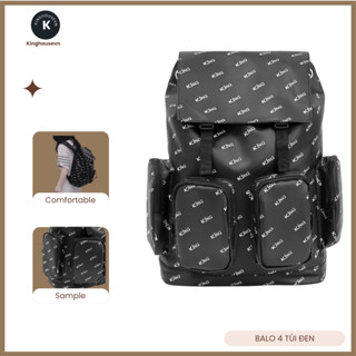Balo Da Backpack Unisex Chống Nước Balo Backpack King - Mẫu 2 -Màu Đen