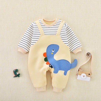 Body Áo Sọc Tay Dài Giả Yếm Khủng Long Bé Trai Sơ Sinh 1 2 3 4 Tuổi MINTSCLOSET Quảng Châu - BS6585