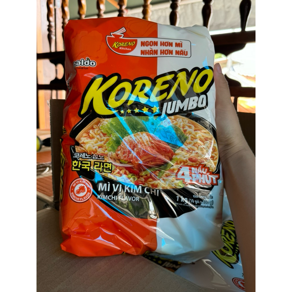 Túi 10 gói mì Koreno Jumbo vị kim chi