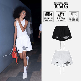  Quần short gió KMG FASHION nam nữ in logo Basic - Quần đùi nữ vải gió lạnh co dãn cạp chun thoải mái vận động streetwear 