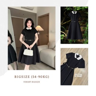  Váy đen cổ sen trắng bigsize  50kg đến 90kg  VSHIRT 