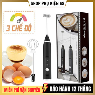 Máy tạo bọt cafe 3 tốc độ, máy đánh trứng cầm tay không giây, hỗ trợ sạc pin tiện lợi sử dụng
