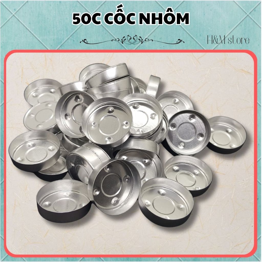 Set 50 Vỏ Nhôm 12g Làm Nến Tealight, Cốc Đựng Nến, Cốc Nhôm Làm Nến Viên
