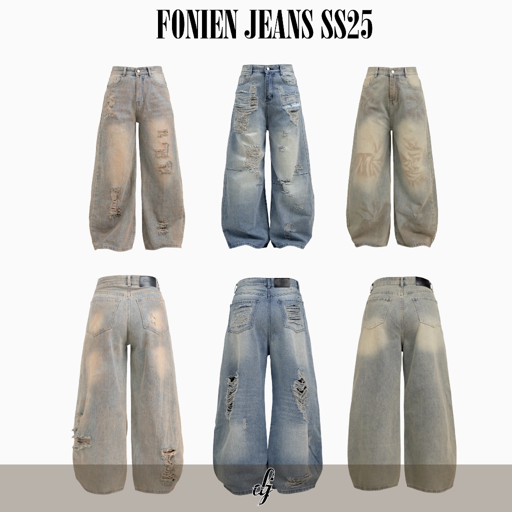    FONIEN JEANS SS25   Quần jeans ống rộng form suông siêu dài  hack dáng  phù hợp nhiều dịp | BY DANEJI 