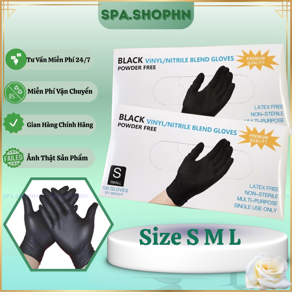 Găng Tay Cao Su Y Tế Đen Không Bột Cho Phun Săm. siêu dai [chất lượng]