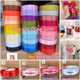 [ R606 ] Lẻ Cuộn Ruy băng lụa trơn 2cm dài 22m, ruy băng lua satin bản 2cm nhiều màu bó hoa, làm nơ, gói quà, trang trí