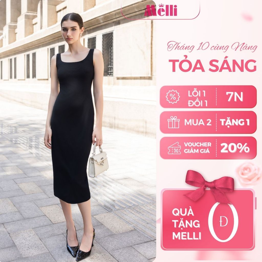  Đầm nữ body 2 dây dáng dài chất len tăm mềm mịn co dãn tốt Váy len dáng ôm cổ chữ u sang trọng VL01 