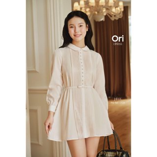  JOIE DES ROSES - Váy liền sơ mi cổ sen phối thân váy xếp ly bản nhỏ ORI DRESS 