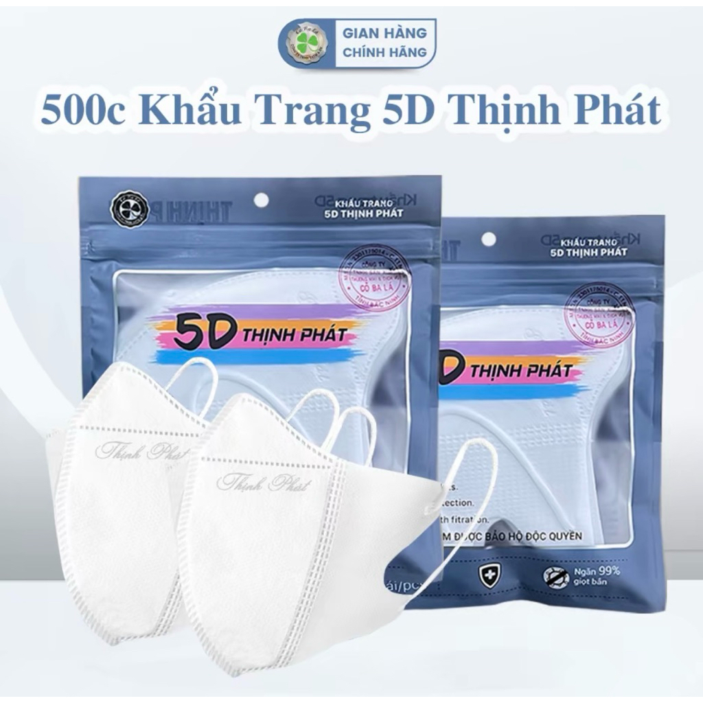 500 CHIẾC KHẨU TRANG 5D THỊNH PHÁT  3 LỚP CHỐNG NẮNG CHỐNG TIA UV