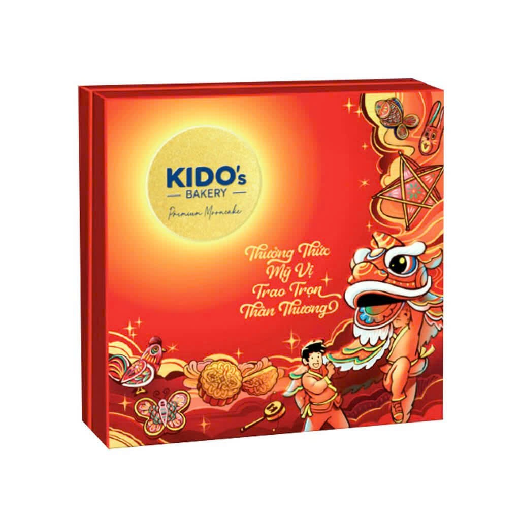Hộp Bánh Trung Thu Kido’s Bakery Mỹ Vị An Khang Đỏ 600g – Combo 4 Bánh Thơm Ngon, Quà Tặng Cao Cấp