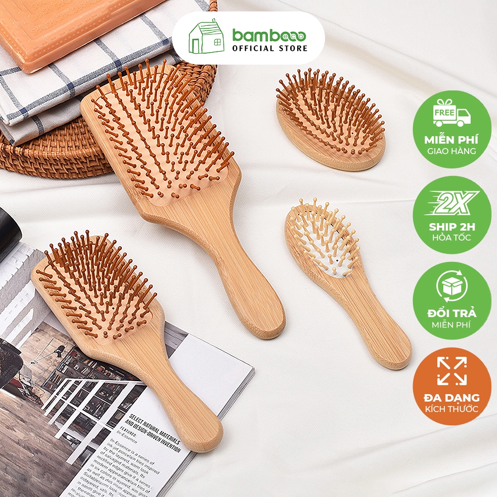 Lược Gỗ Tre Massage Da Đầu BAMBOOO ECO Bằng Tre Thân Thiện Với Môi Trường