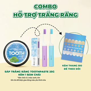   MỚI   25G+BÀN CHẢI  Kem đánh răng dạng sáp Tooth Paste hỗ trợ trắng răng - hôi miệng kèm bàn chải gấp gọn tiện lợi 