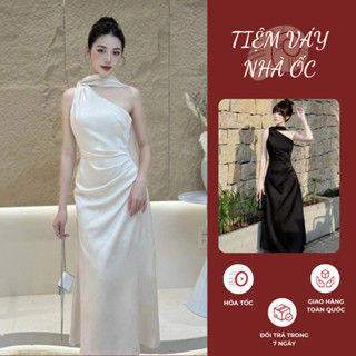 Đầm Lụa Dự Tiệc Dáng Dài Sang Chảnh NV653 Váy Lụa Dự Tiệc Cưới Tà Chéo Cổ Sang Trọng