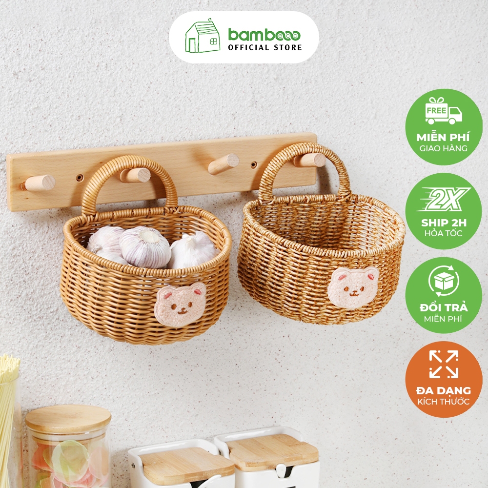 Giỏ đựng đồ treo tường BAMBOOO ECO nhiều mẫu đa năng trong phòng bếp
