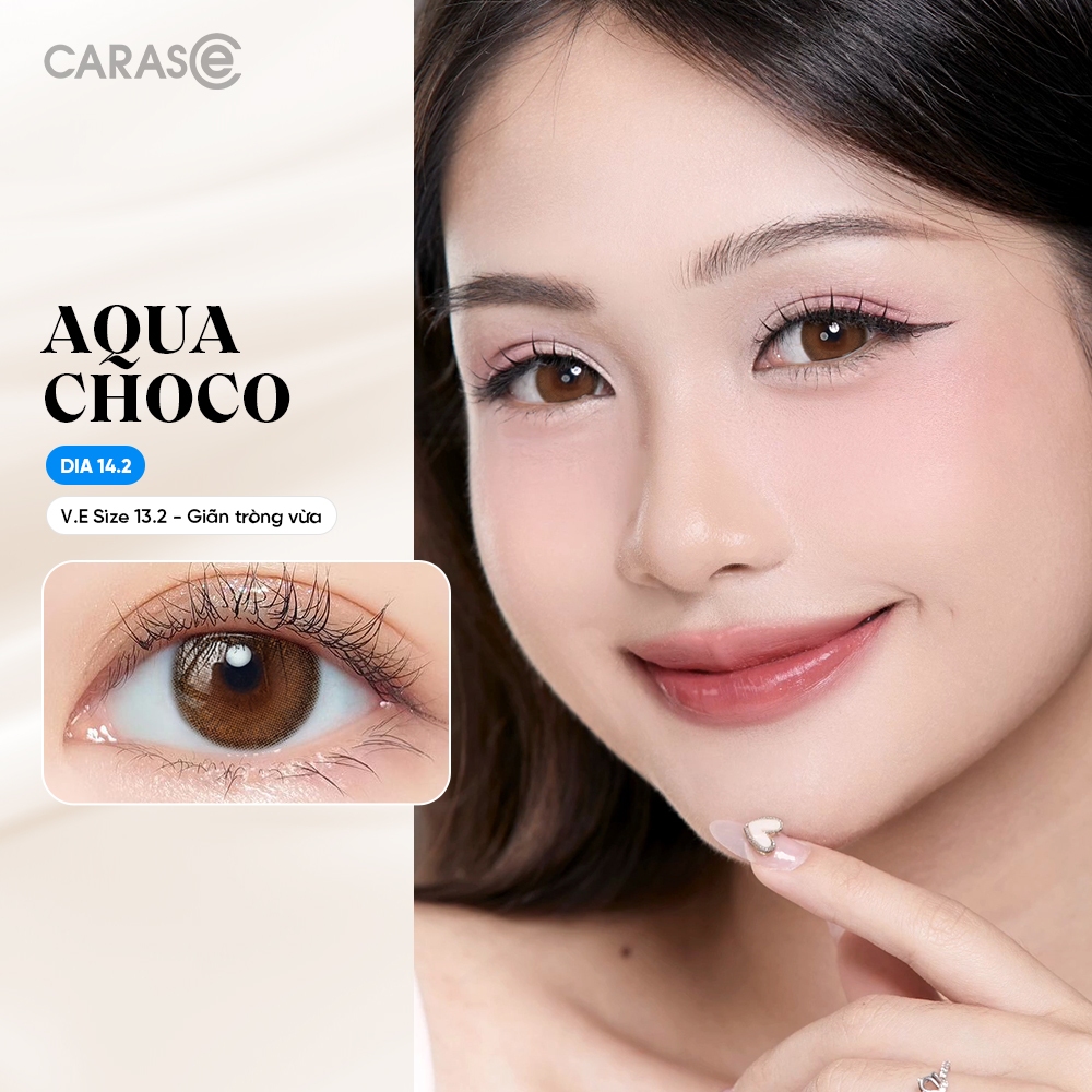 [1 chiếc] Kính áp tròng khoá ẩm 1 Ngày Màu Nâu Choco CARASE, Lens cận AQUA CHOCO
