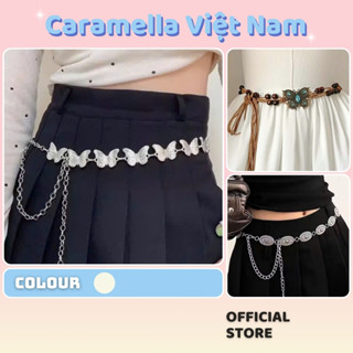 Dây Thắt Lưng Kim Loại Bạc Caramella Dây Lưng Bohemian Dây Xích Thắt Eo Đai Váy Y2k Vintage H147
