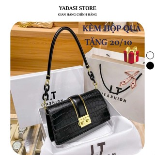 Túi xách nữ khóa 2 mắt đeo chéo xách tay đẹp màu trắng đen đi tiệc , túi sách nữ cho phụ nữ trung niên TX05