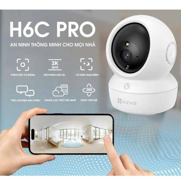 Camera WiFi trong nhà quay 360 độ, EZVIZ H6C Pro 3K 5MP