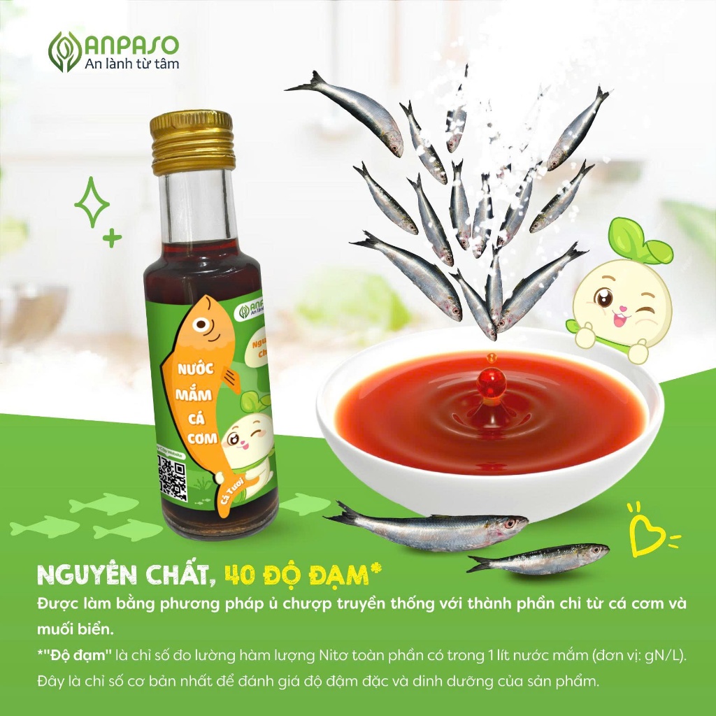 Combo Nước Mắm Ăn Dặm Cho Bé Anpaso 120ml - Nước mắm nguyên chất 40 độ Đạm