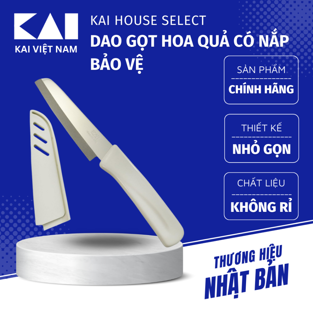 Dao Gọt Hoa Quả KAI FRUIT KNIFE WITH SHEATH có nắp bảo vệ DH7172