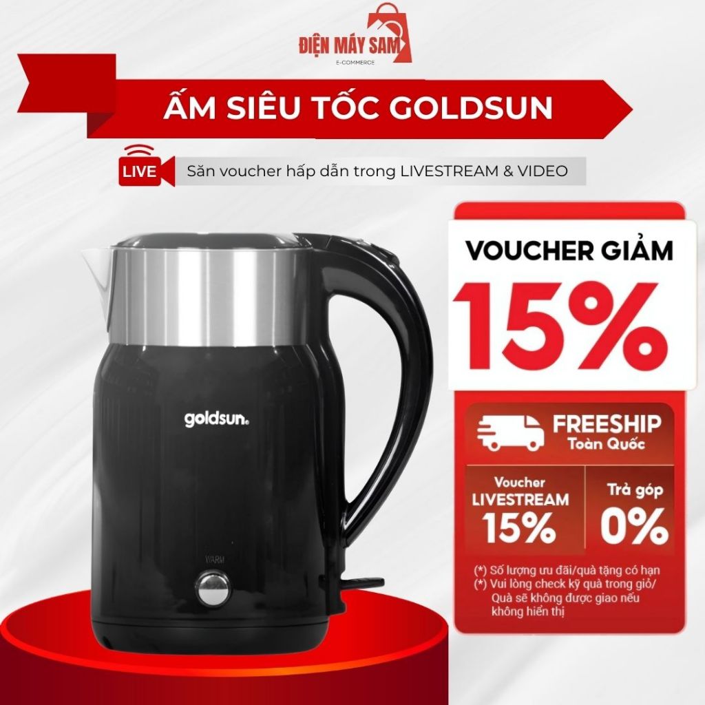 Ấm siêu tốc Goldsun GKT2643 dung tích 1.8l có chức năng giữ ấm tiện lợi chất liệu cao cấp
