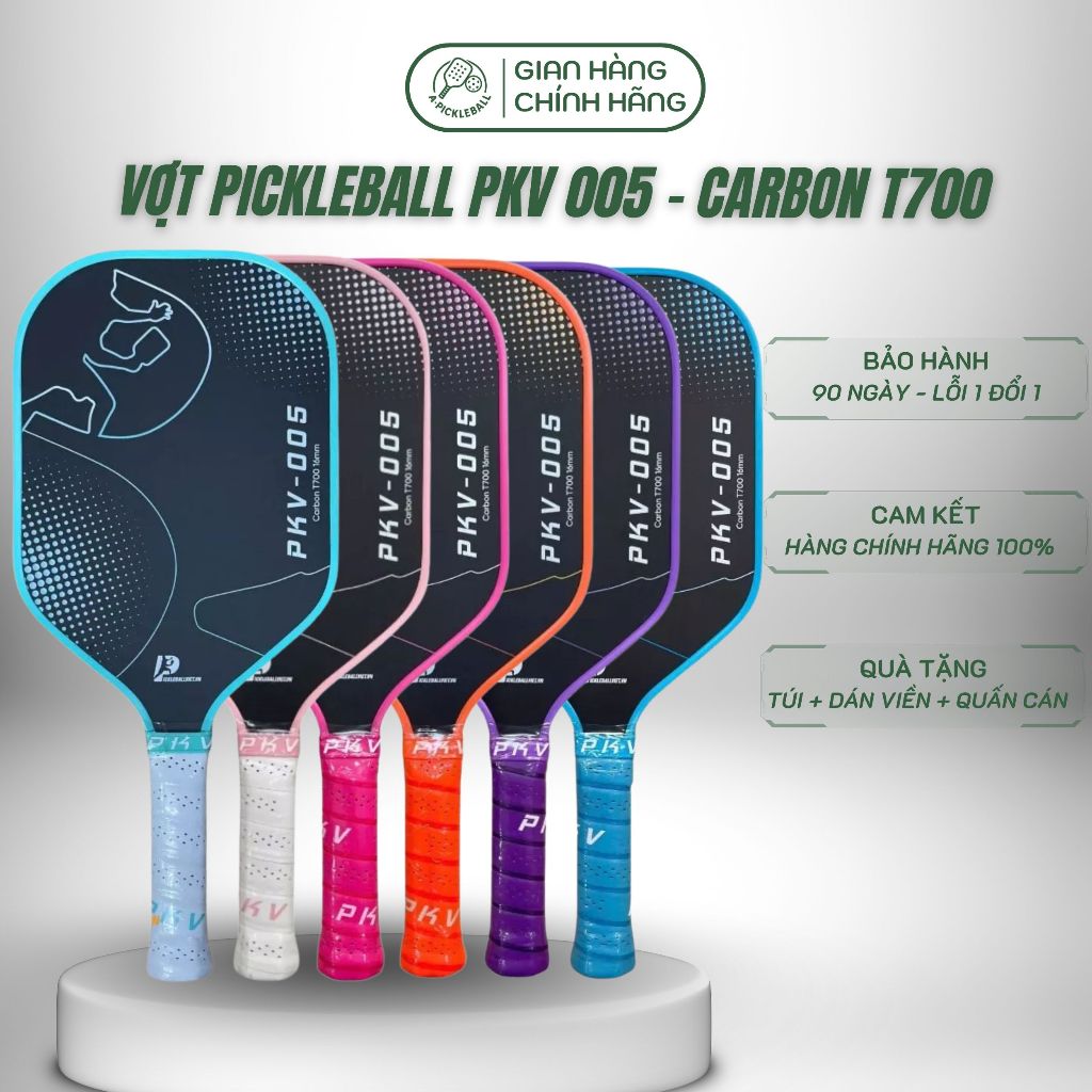 ✅ Vợt Pickleball PKV – 005 Chất Liệu Mặt Carbon T700 Chính Hãng