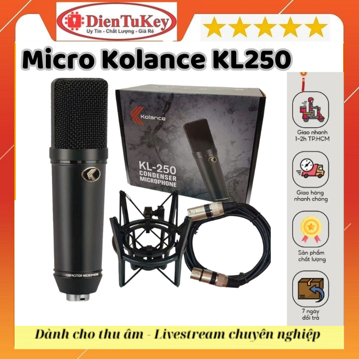 Micro Kolance KL250 - Mic Thu Âm Condenser 48V Livestream Phòng Studio KL-250 Microphone