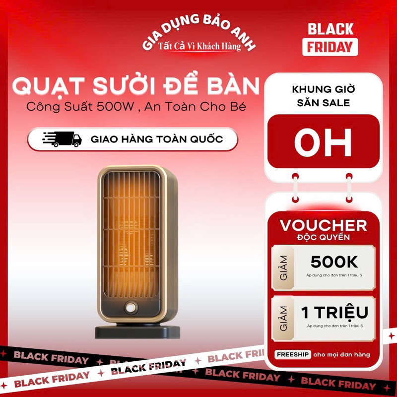 Quạt Sưởi Gốm Để Bàn YND500D , Làm Ấm Nhanh Chóng An Toàn Cho Bé