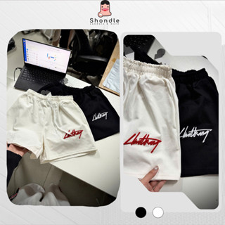  Quần Short Kaki Nam Nữ Chuột Trắng Thêu Nổi Lưng Chun Dây Dài Form Chuẩn Đẹp Full Tag Mạc Chuẩn 