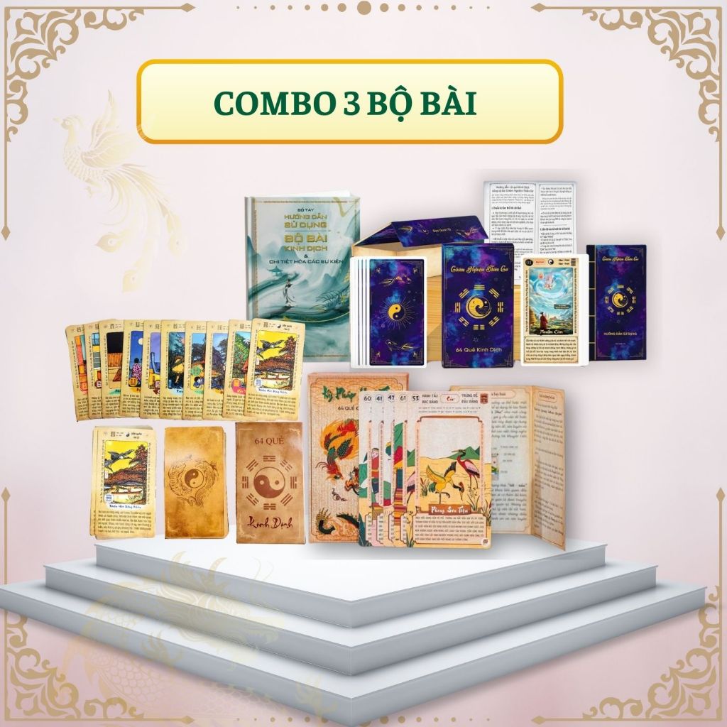 Combo - 3 Bộ Bài Kinh Dịch 64 Quẻ – Trí Tuệ Cổ Xưa & Ứng Dụng Kinh Dịch