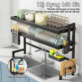  Kệ Đựng Bát Đĩa Đa Năng 55-105cm – Kệ Trên Bồn Rửa Giá Úp Chén Đĩa Dao Thớt 
