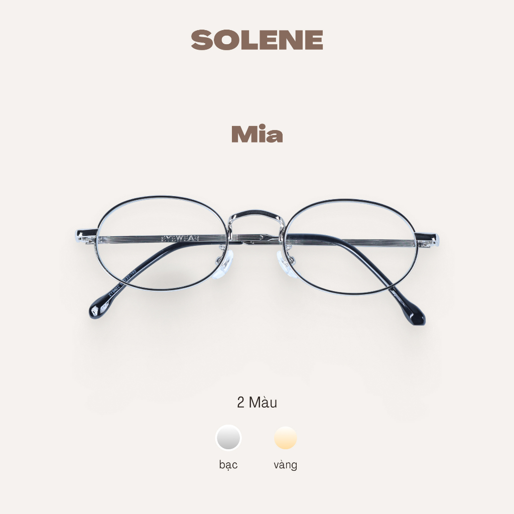 Gọng kính trendy Solene unisex dáng Oval gọng kim loại bền nhẹ - Mia