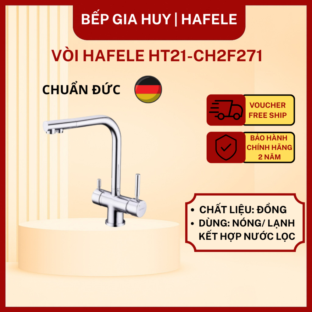 Vòi rửa inox 304 Hafele, 2 đường nước nóng lạnh + lọc tinh khiết - 577.55.210