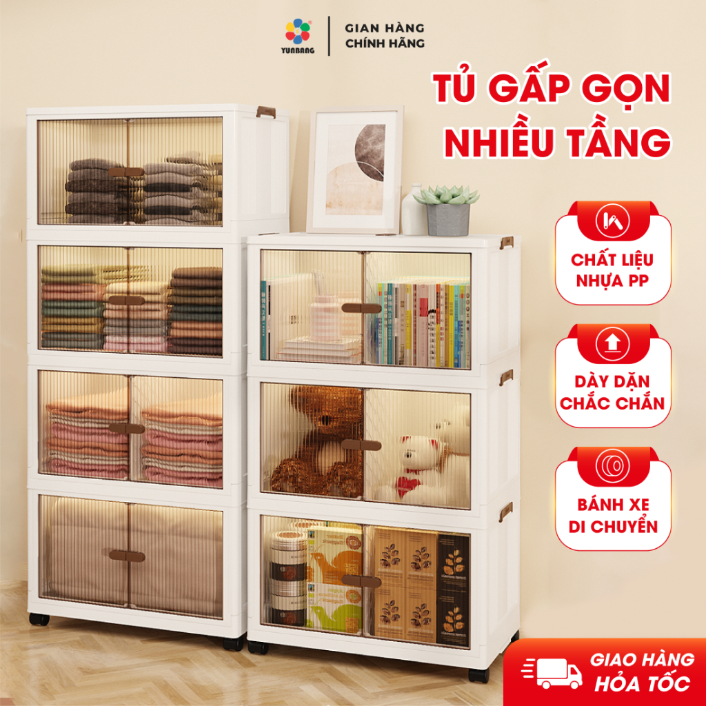 Kệ Trang Trí, Tủ Nhựa Gấp Gọn Đa Năng- Nhiều tầng -Tủ Gấp Gọn Tiện Lợi SIZE M,L