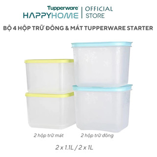 Bộ 4 Hộp Trữ Đông & Trữ Mát TUPPERWARE STARTER SET 4 Chính Hãng - Nhựa Nguyên Sinh An Toàn Cho Sức Khoẻ