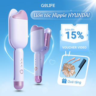 Máy uốn tóc xoăn hippie Hyundai 36mm giữ nếp lâu, máy làm xoăn tích hợp ion âm bảo vệ tóc Golife