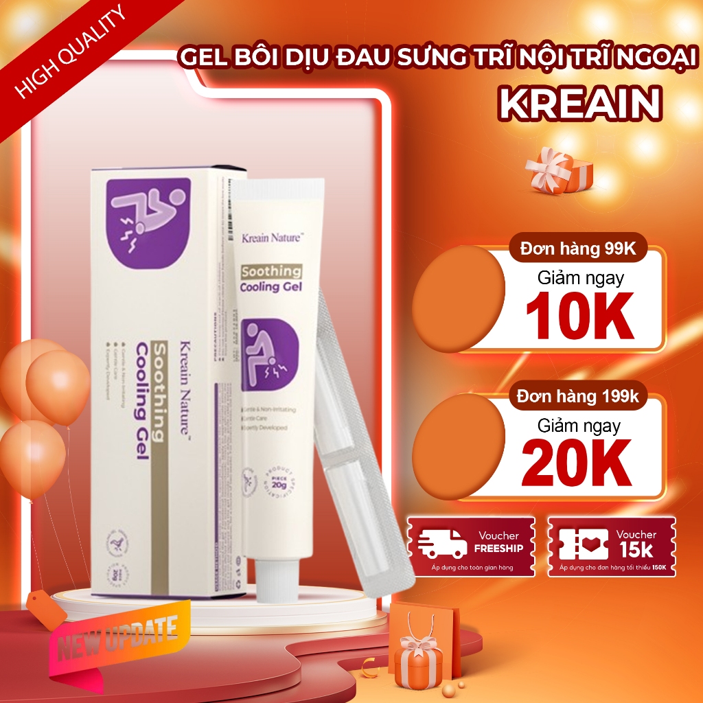 Gel Bôi Trĩ KREAIN NATURE – Gel KREAIN Giảm Khó Chịu Do Trĩ, Dịu Nhẹ Giảm Đau Rát, Làm Mát & Lành Da