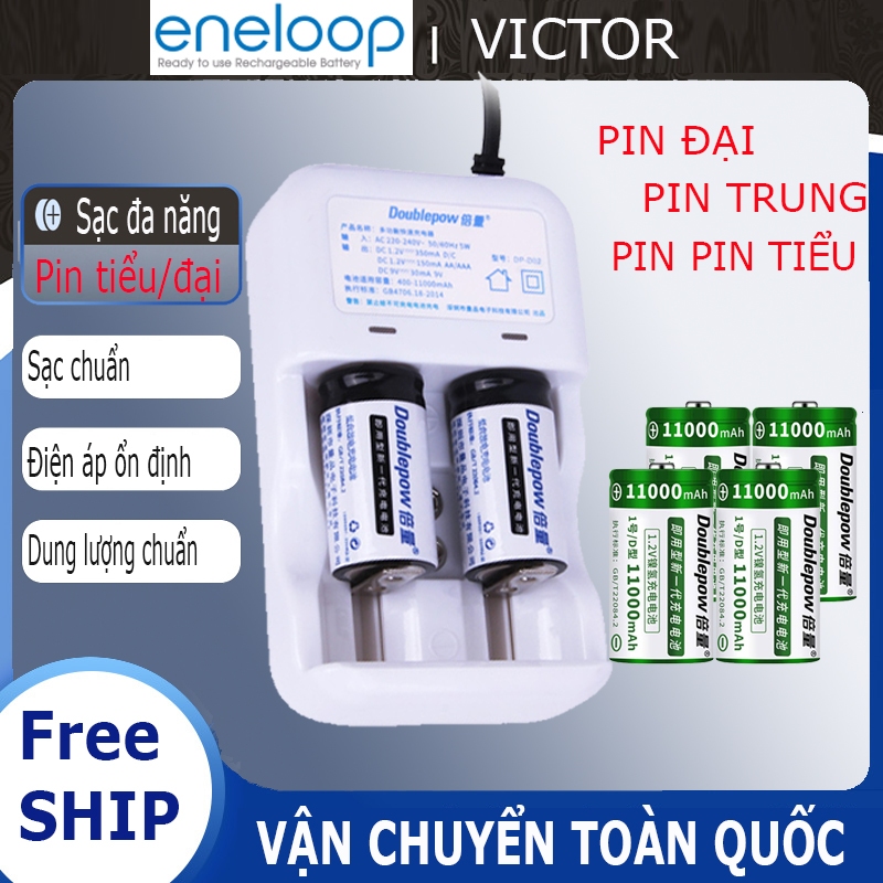 Bộ sạc pin đa năng Doublepow DP-D02, Pin đại, pin trung - Bộ sạc được pin AA, AAA, pin tiểu, pin đại